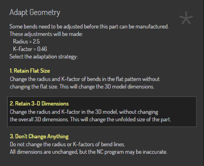 Adapt Geometry Dialog