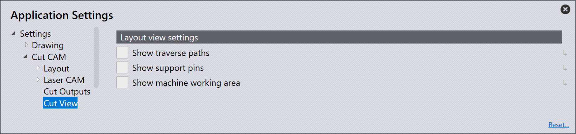 Layout view settings